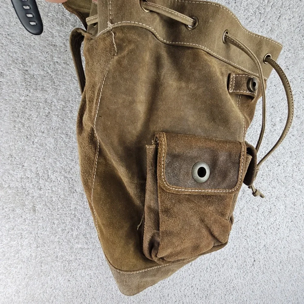 Vintage Wilsons M Julian Leather Suede Distressed Brown Rucksack Backpack